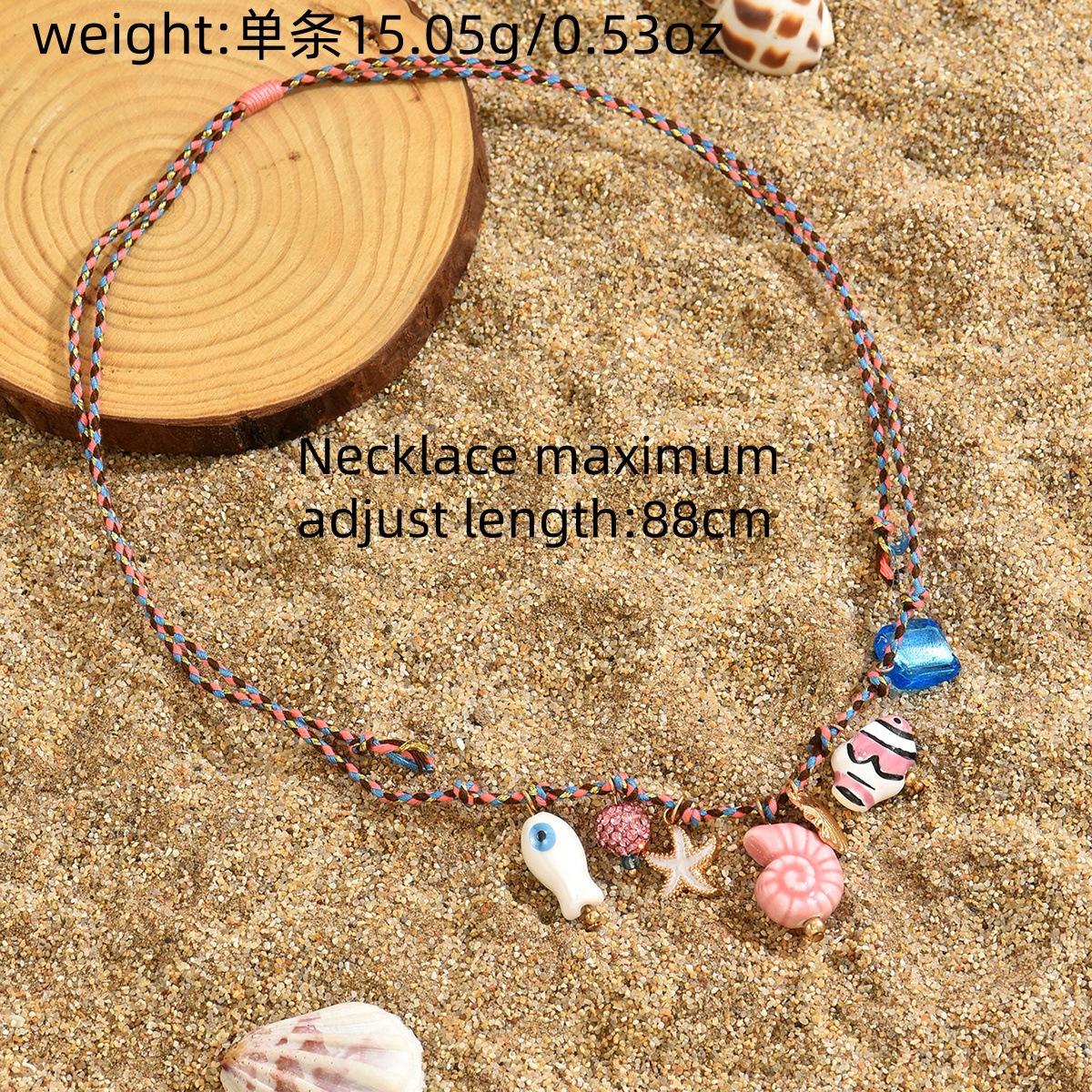 Ocean breeze shell dopamine starfish necklace colorful string ceramic small fish pendant jewelry for women