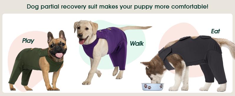 Kuoser Thigh Wound Protective Sleeve for Dogs, Dog Surgery Recovery Suit for Rear Legs, Dog Recovery Sleeve for Female Male Dogs, Dog Onesie After Surgery, Fuddle wuddle patch puppy