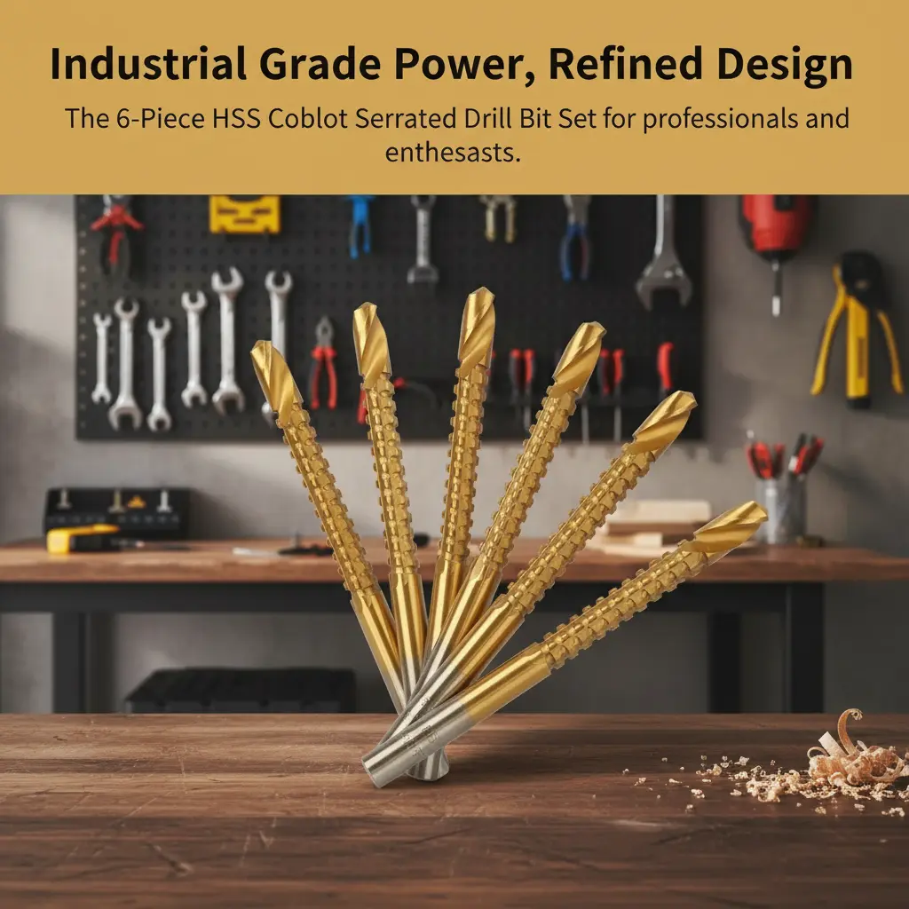 8 Pack Titanium Coated HSS Twist Drill Bits, 3-10mm Serrated Side Cutting Drill Bits, Woodworking Tools for Wood Metal Plastic#WoodworkingTools#FathersDayGift