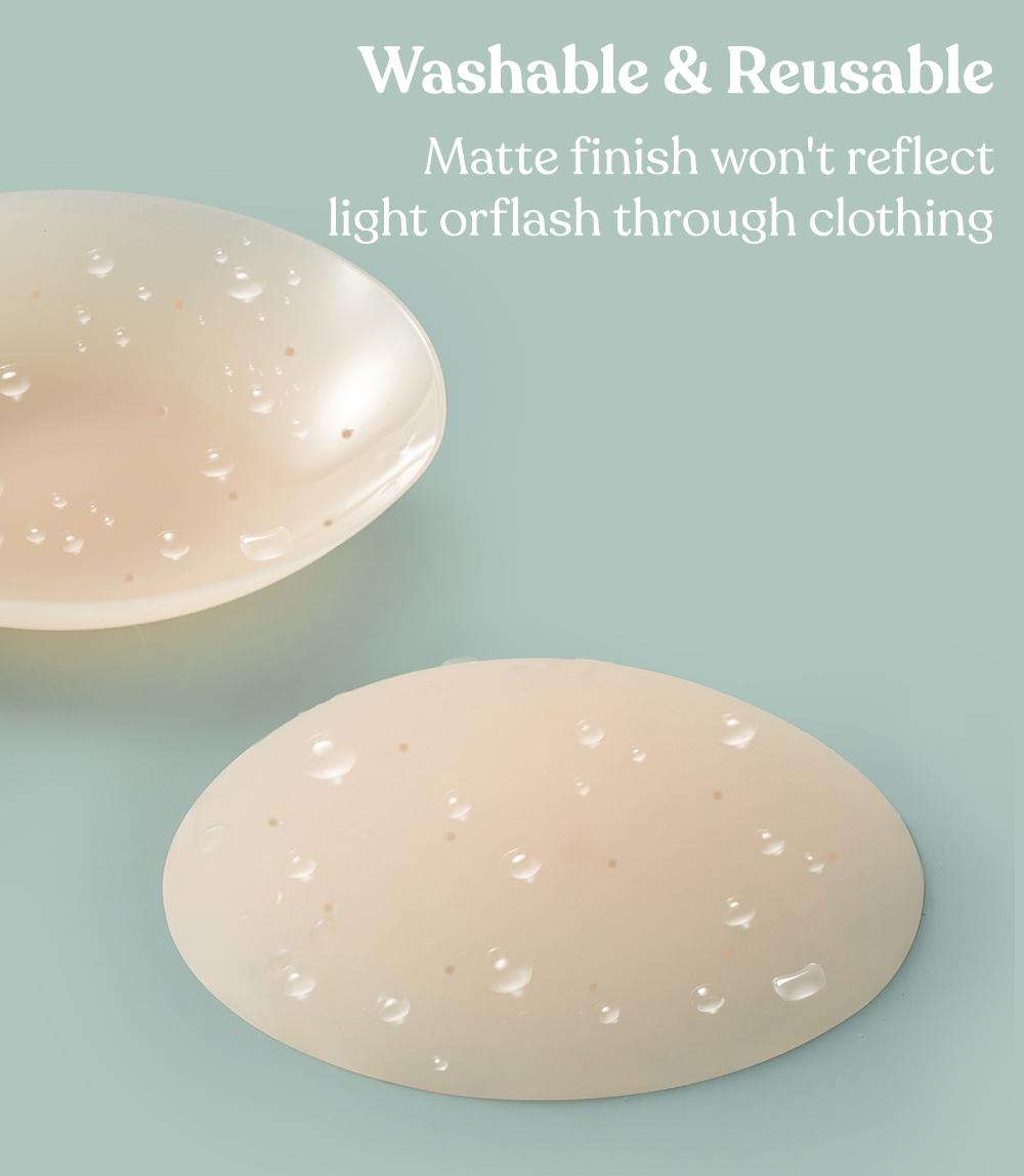 HSIA Breathable Non-Adhesive Reusable Washable Invisible Seamless Silicone Nipple Pasties Breasts Covers