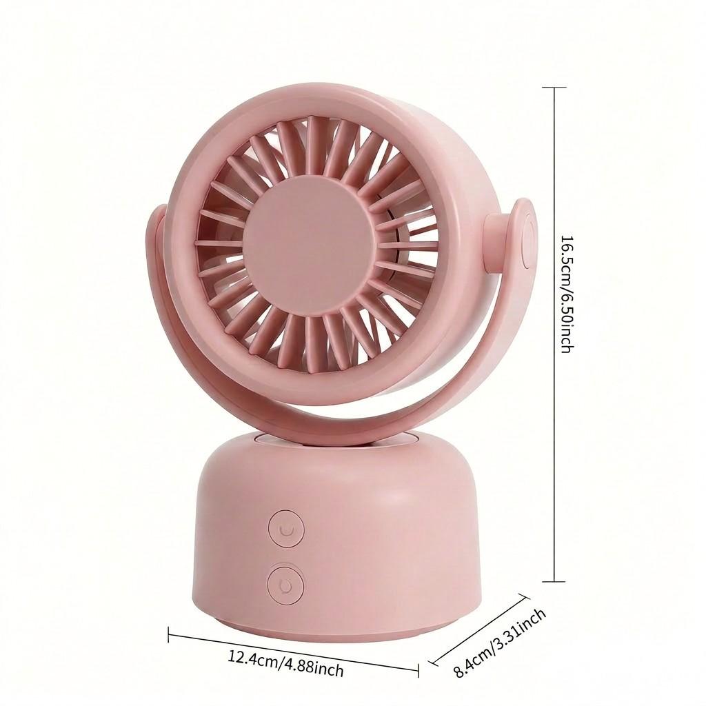 Rechargeable Desktop Oscillating Fan, 3 Speed Settings, 90° Auto Swing, 120° Manual Adjust, Quiet Portable Fan for Home Office Bedroom