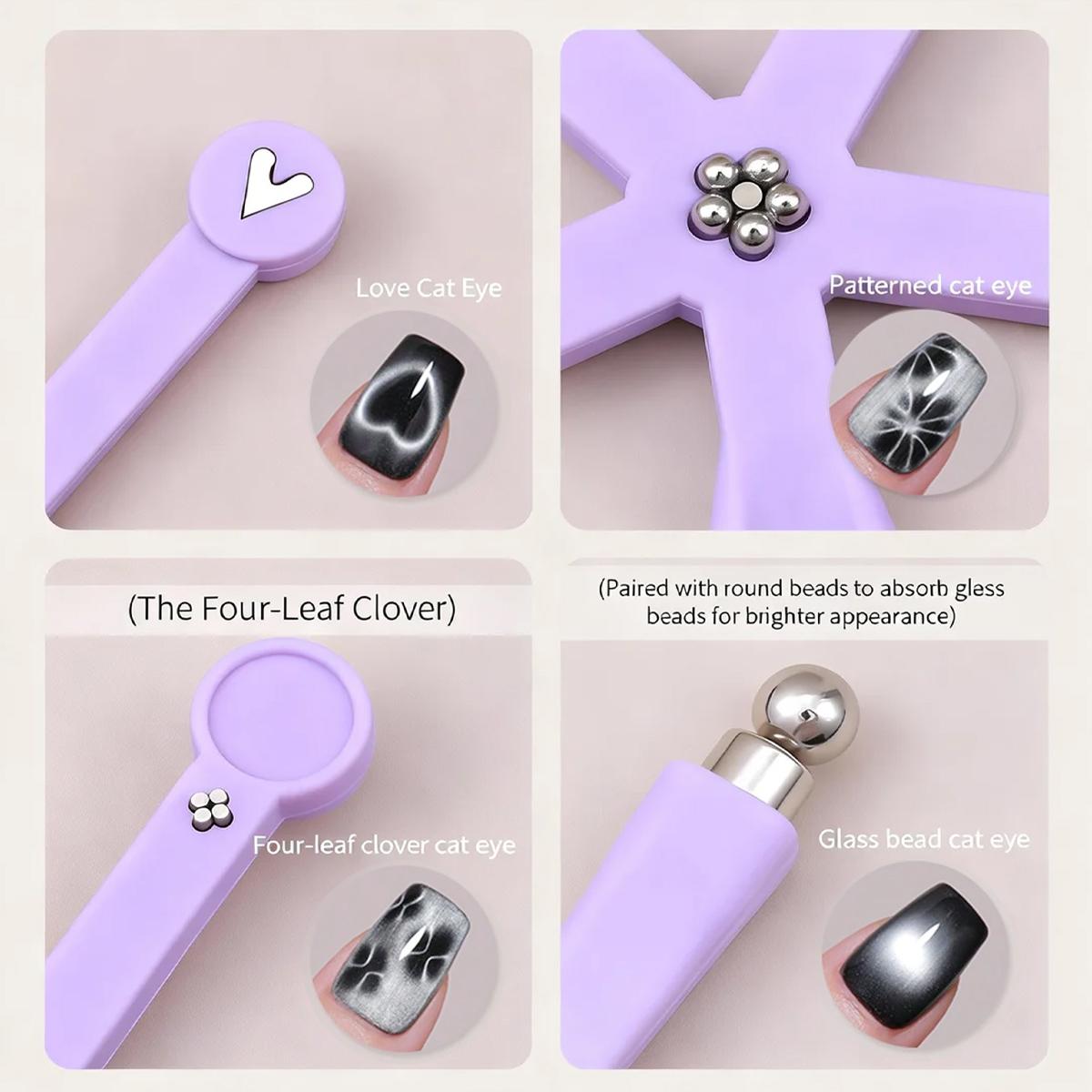 8-IN-1 Multi-Function Strong Magnetic Stick For Cat Eye Gel Polish Nail Magnet Tool Magnet Pen Nails Art Design Glitter Effect Magic Manicure Tools Professional & DIY Manicure Pedicure, Nail Accessories, Professional Salon Quality Multifunctional Magnet