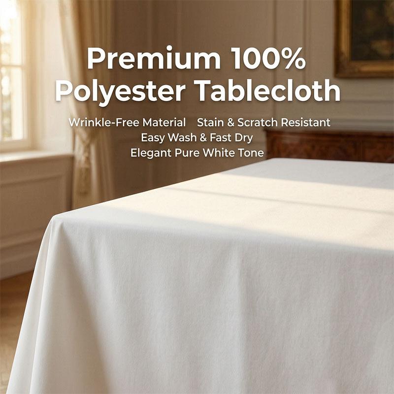 1 Pack 100% Polyester Rectangle Tablecloth, Solid, Wrinkle & Stain Resistant, Easy Clean, Fast Dry, Smooth Edge, Good Drape