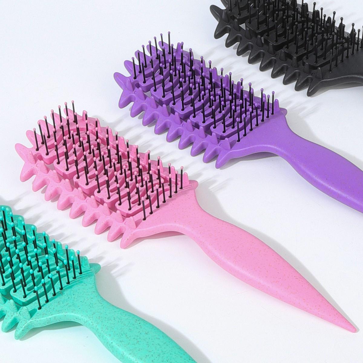 1 Piece Curly Hair Brush, Hollow Comb with Nylon Bristles and Abs Handle, Suitable for All Hairstyles, Dry and Wet Use, Hair Styling Tool
