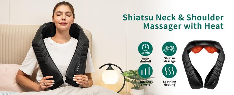 MASGRE 3D Neck & Back Massager with Soothing Heat – Deep Kneading Pillow for Shoulders, Legs, Home, Office & Car Relaxation Gift Adjustable