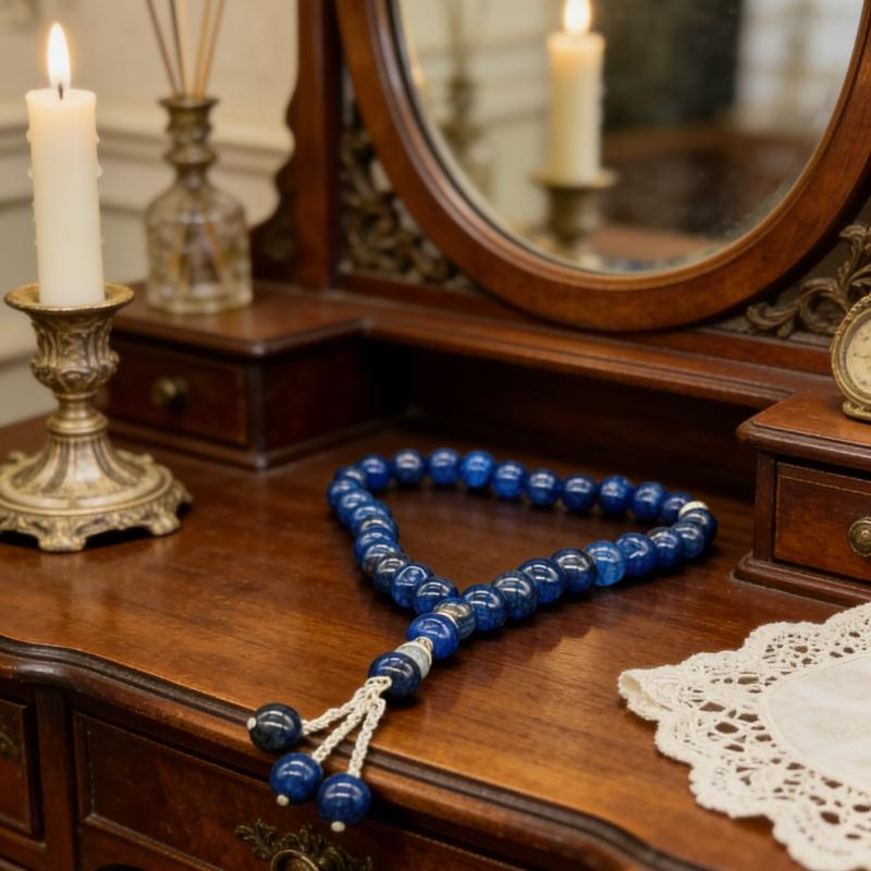 Natural Blue Dragon Pattern Agate Prayer Beads, Retro Zen Buddha Beads Bracelet, Peace & Blessing Jewelry for Men and Women