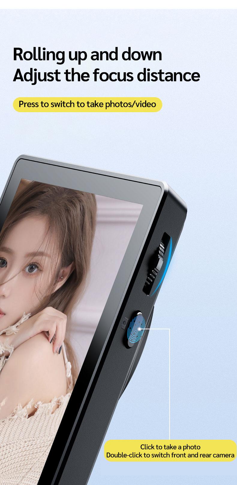 Mobile Vlog Selfie Monitor Screen, Magnetic Phone Clip Mount and Bluetooth-compatible Remote, Wireless Connection for Vlog Shooting and Rear Selfies, Smartphone Camera Accessories