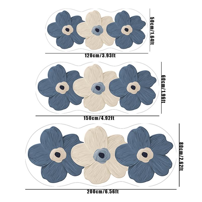 Flower Pattern Rug, 1 Count Non-slip Soft Floor Mat, Decorative Carpet for Home Living Room Bedroom Study Room, Vanity Decor Accessories, Household Decorative Rug, Round Floral Rug