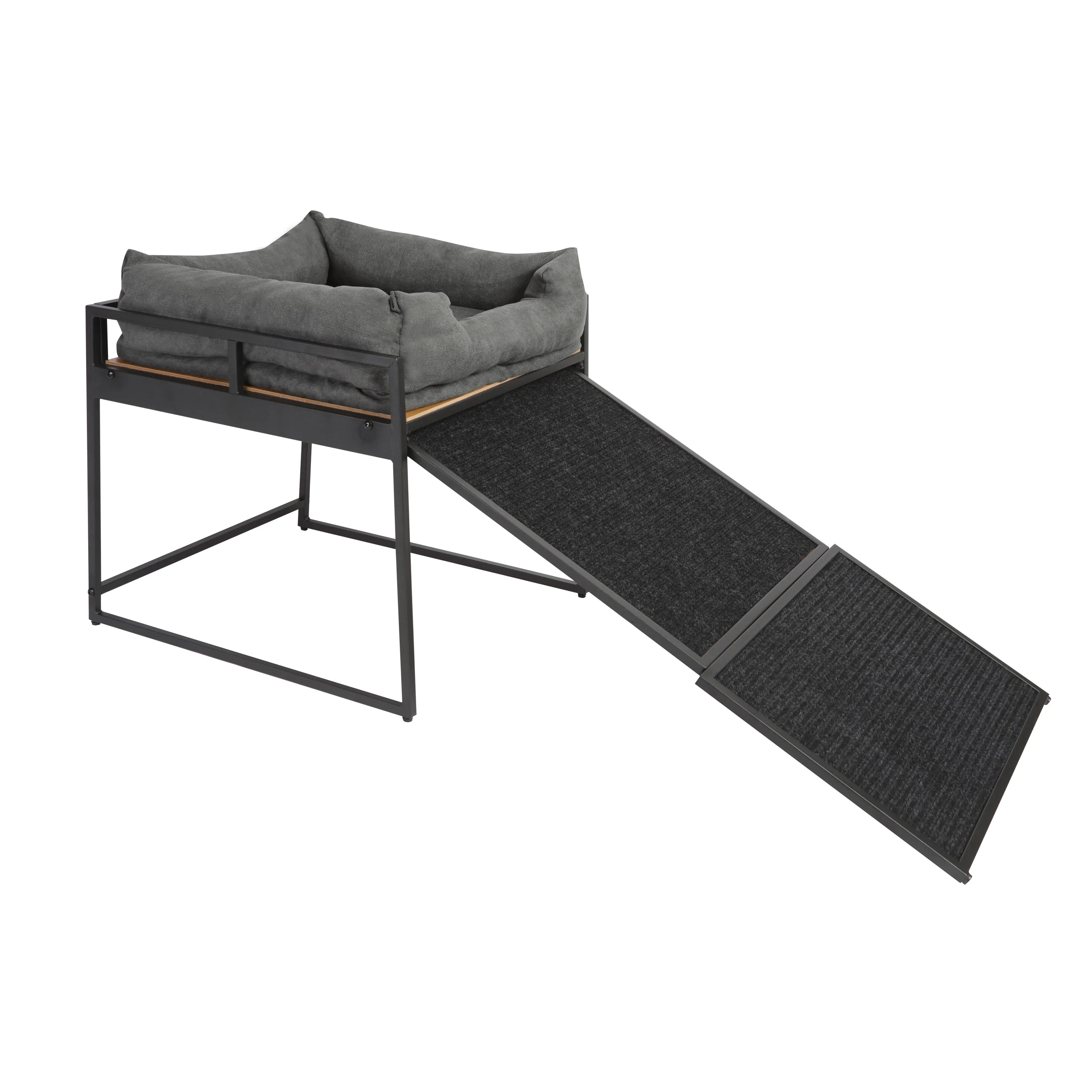 Collapsible Pet Stairs for High Beds, 2 in 1 Pet Stairs Ramp with Non-Slip Platform, Lounge Raised Pet Sofa Bed, Easy Access to High Bed Couch