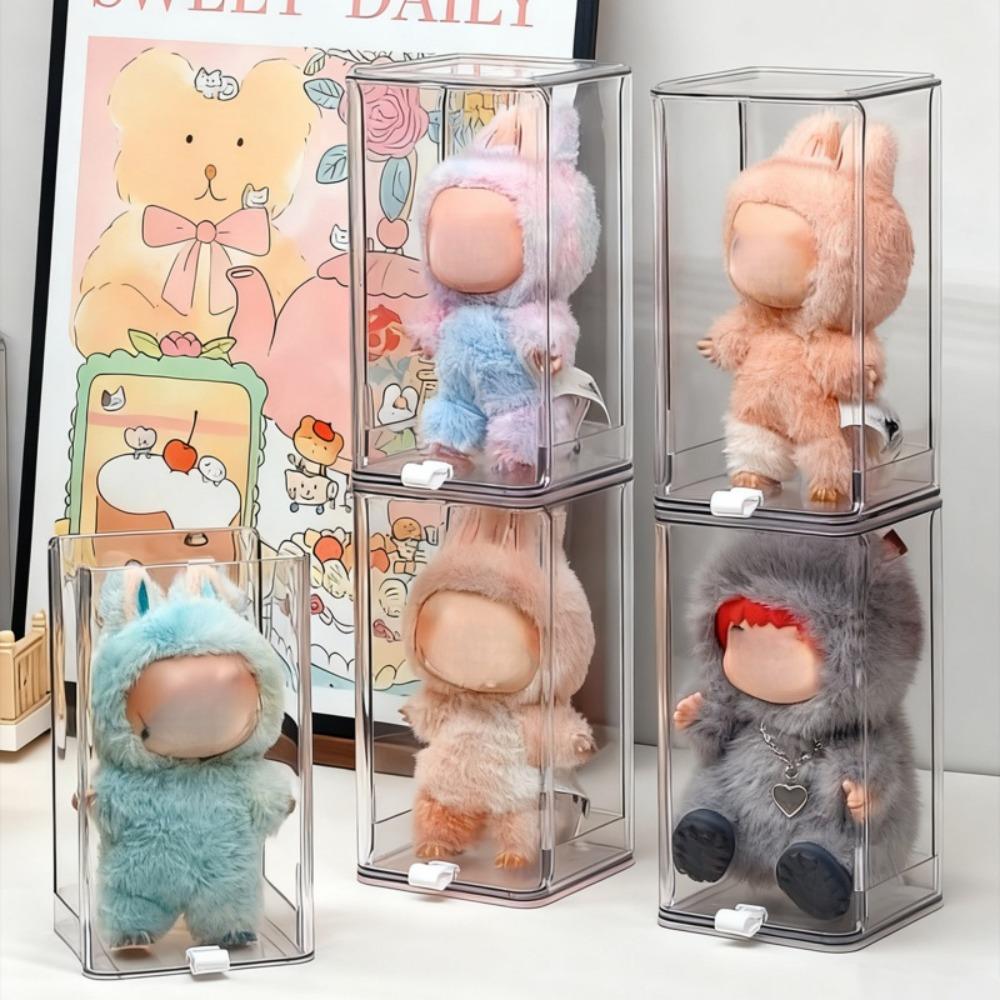 Large Transparent Pull-Out Display Case - Clear Collectible Storage Box, Suitable for Action Figures, Dolls, Boba. Dustproof Design - Ideal for Home, Office or Store Display, Elegant Appearance.