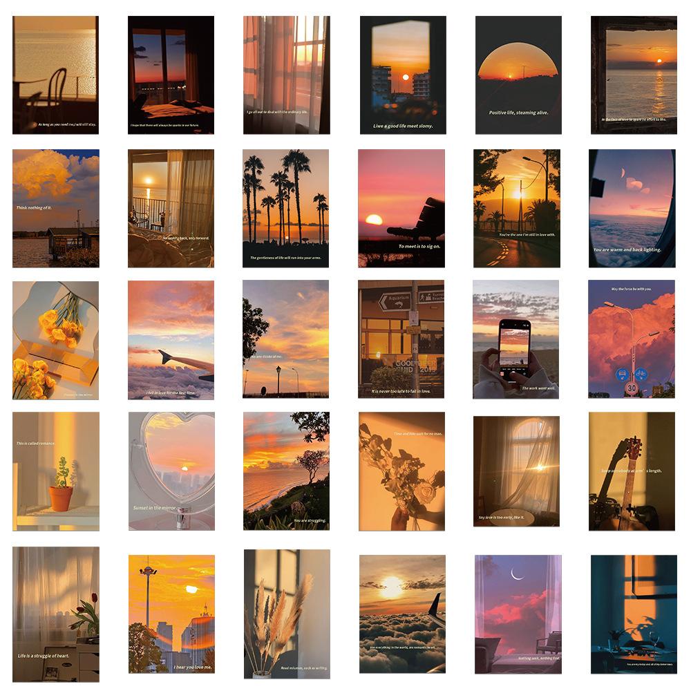 Sunset Series Sticker, 60pcs Wall Sticker, Waterproof Sticker Pack for Water Bottle Skateboard Helmet Car Bike Luggage Laptop, Decor, Decorative, Adhesive Stickers