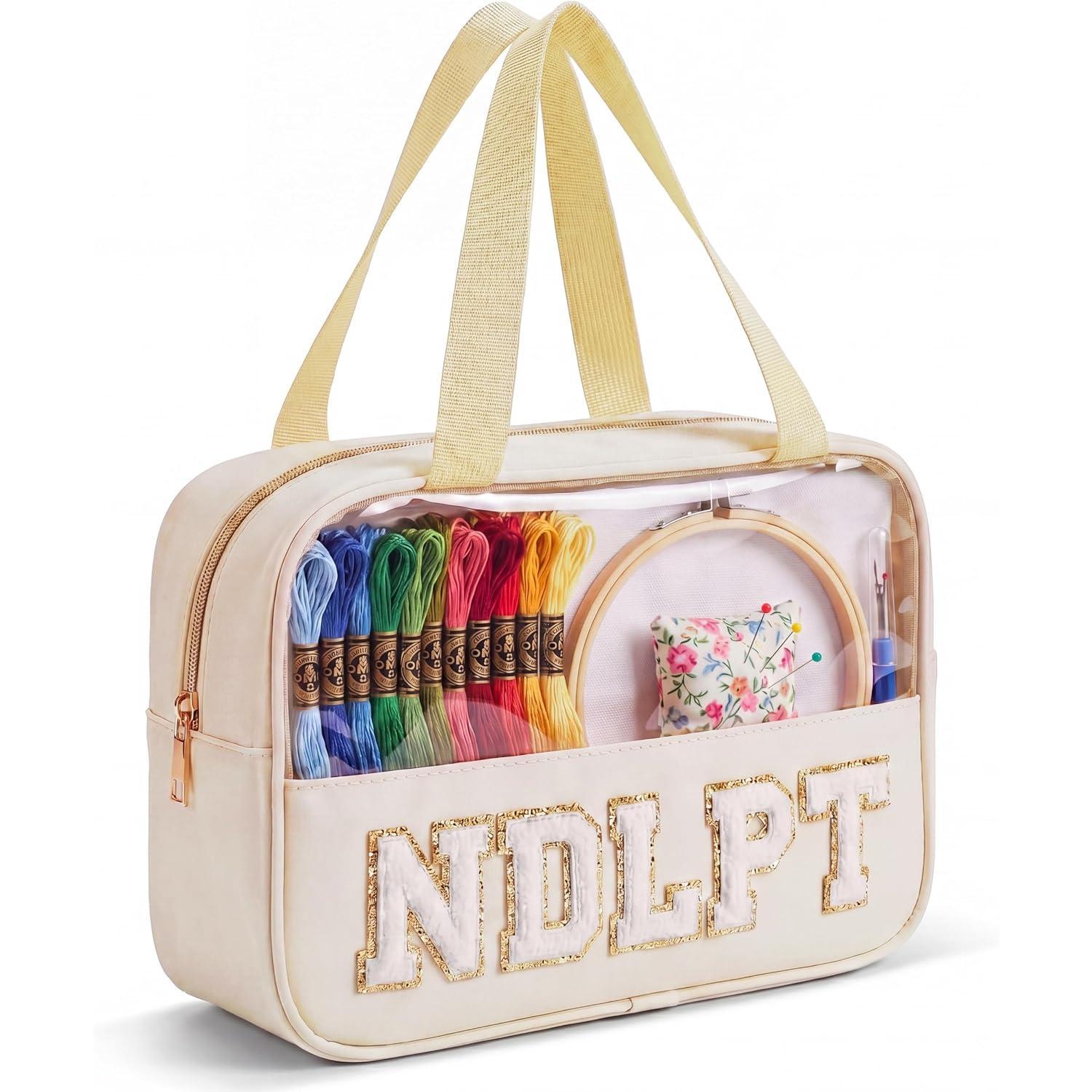 Needlepoint Project Bag Sewing Gifts Embroidery Sewing Bag Craft Storage Organizer NDLPT Clear Zip Pouch Bag