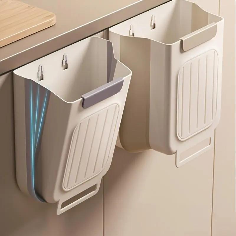 Foldable Collapsible Kitchen Trash Can, Hanging Garbage Bin, Space-Saving Cabinet Mount, Household Kitchen Storage Accessories, Home Kitchen Utensils