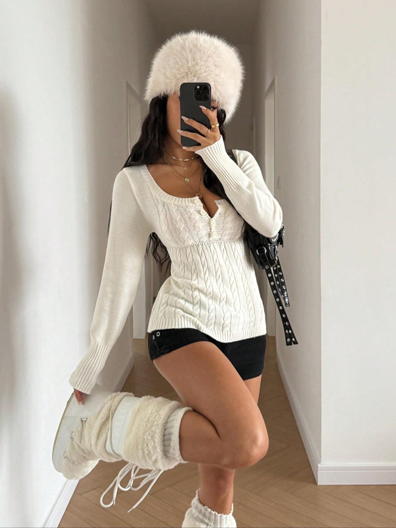 Women's Long Sleeve Sweater, Casual Business Style, Perfect for Summer Outings, Ladies' Knit Top, Stylish Women's Clothing, Knitwear