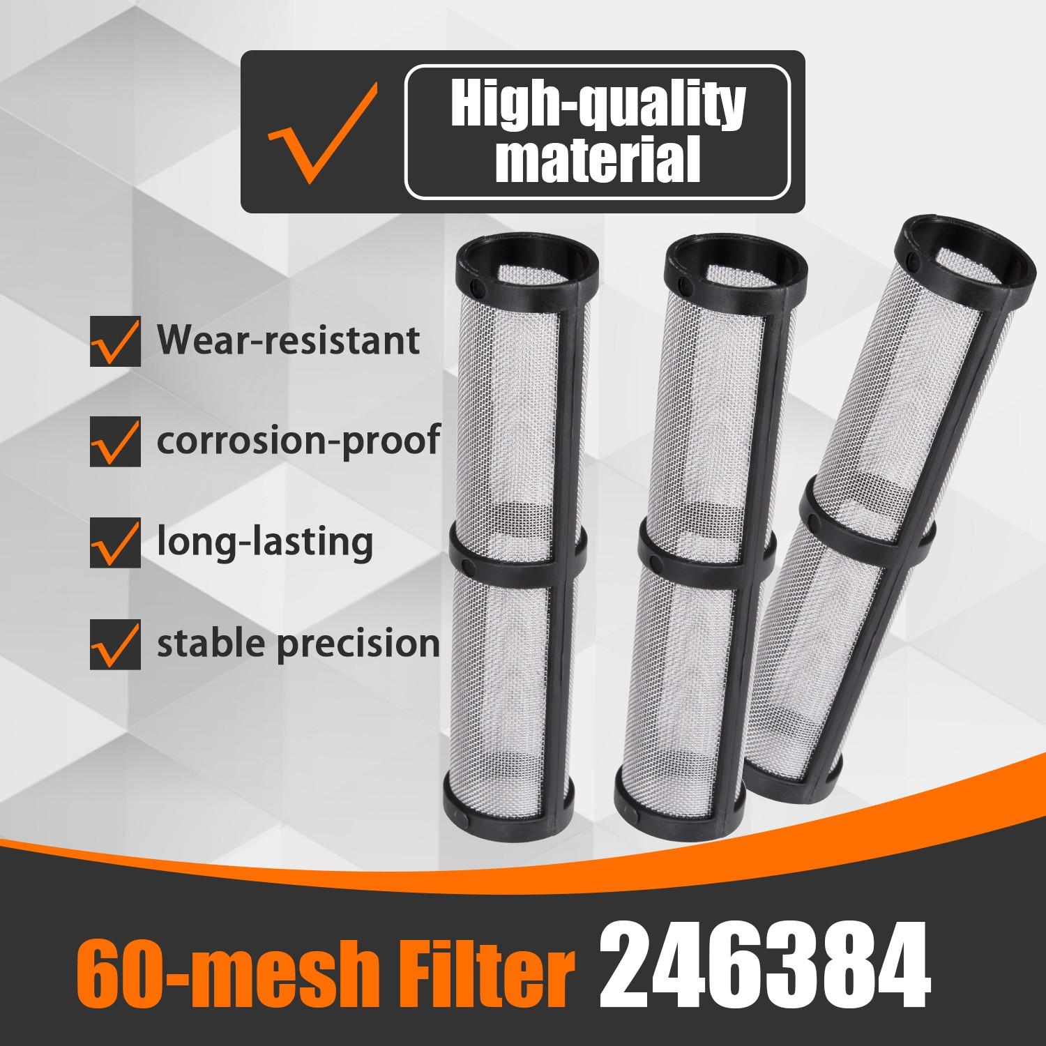 246385 246384 287032 Filter Set for Graco 390 395 490 495 595 3400 Sprayer – Stainless Steel Paint Sprayer Replacement Filters for Pump, Gun & Suction Tube