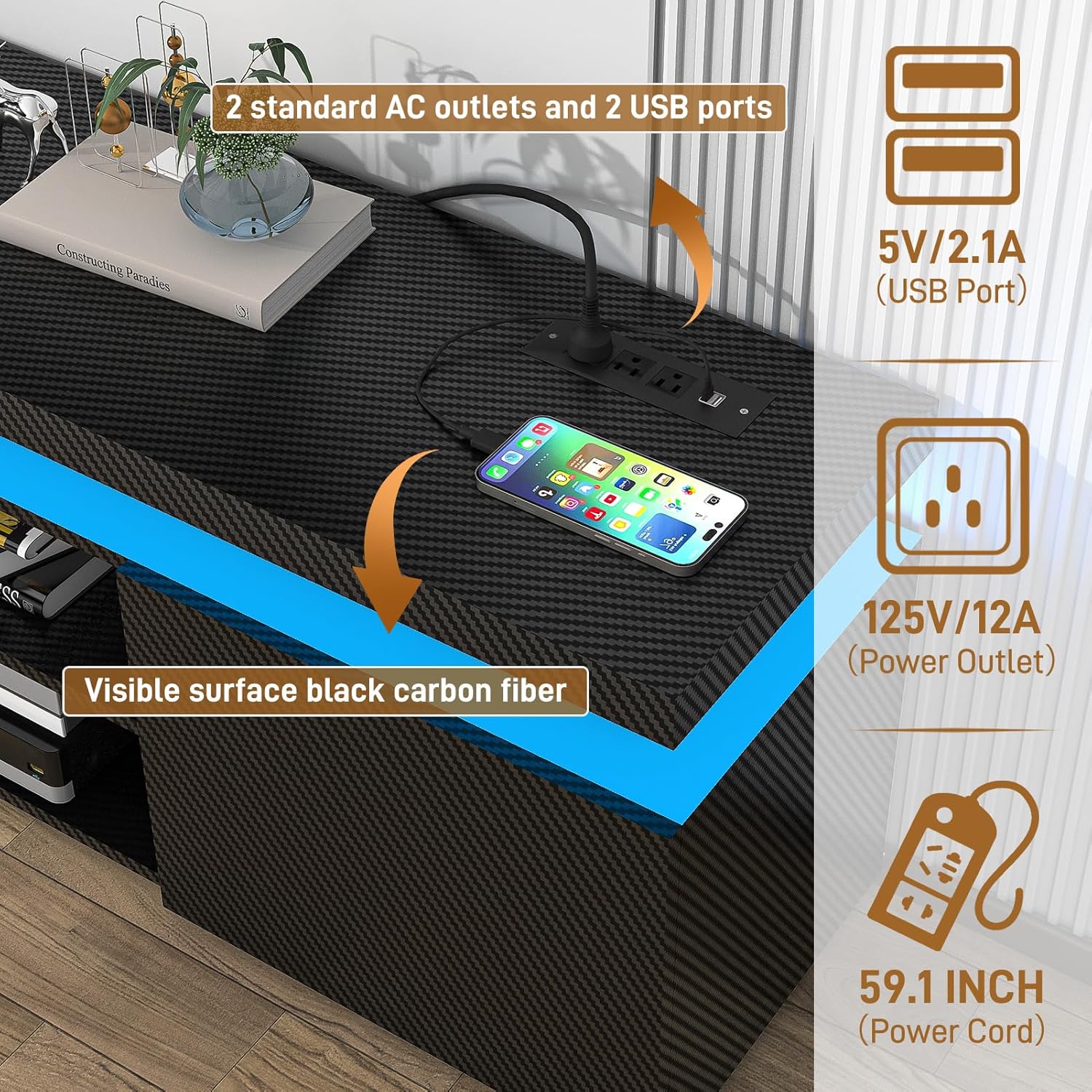 LED TV Stand for 75/85/95 Inch TV,66/73/83 Inch Modern Gaming TV Stand with Power Outlet, High Gloss TV Console Entertainment Center with Storage for Living Room, Bedroom