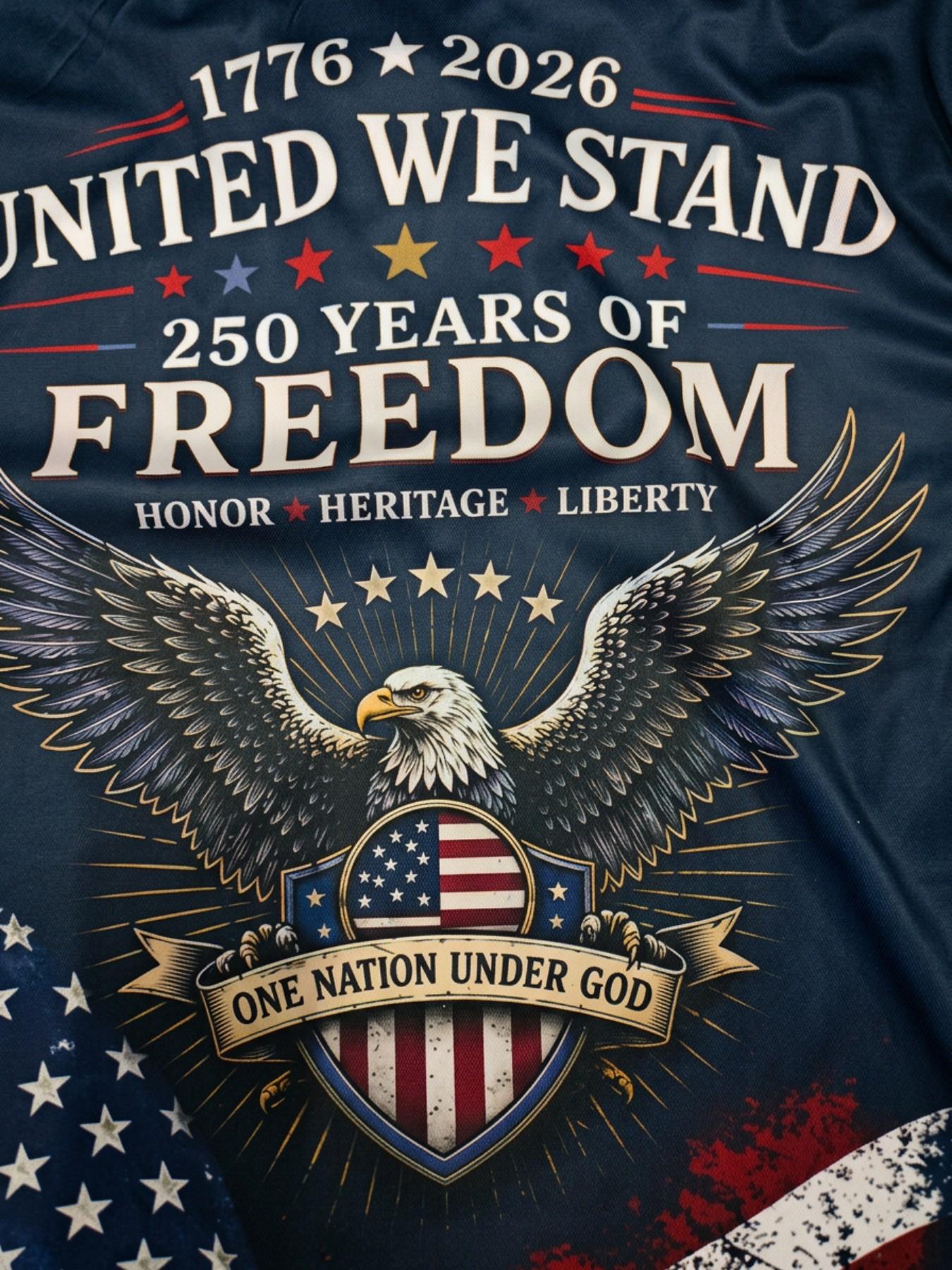Patriotic American Flag Polo Shirt for Men, 250th Anniversary 1776-2026, Sporty Fitted Geometric Design, Ideal for 4th of July Gifts
