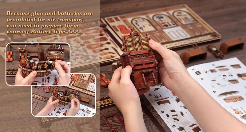 CUTEBEE Bach Strings 3D DIY Book Nook Kit – Miniature House Dollhouse with LED, Handmade for Teens & Adults | Perfect Christmas & Birthday Gift, Bookshelf Decoration