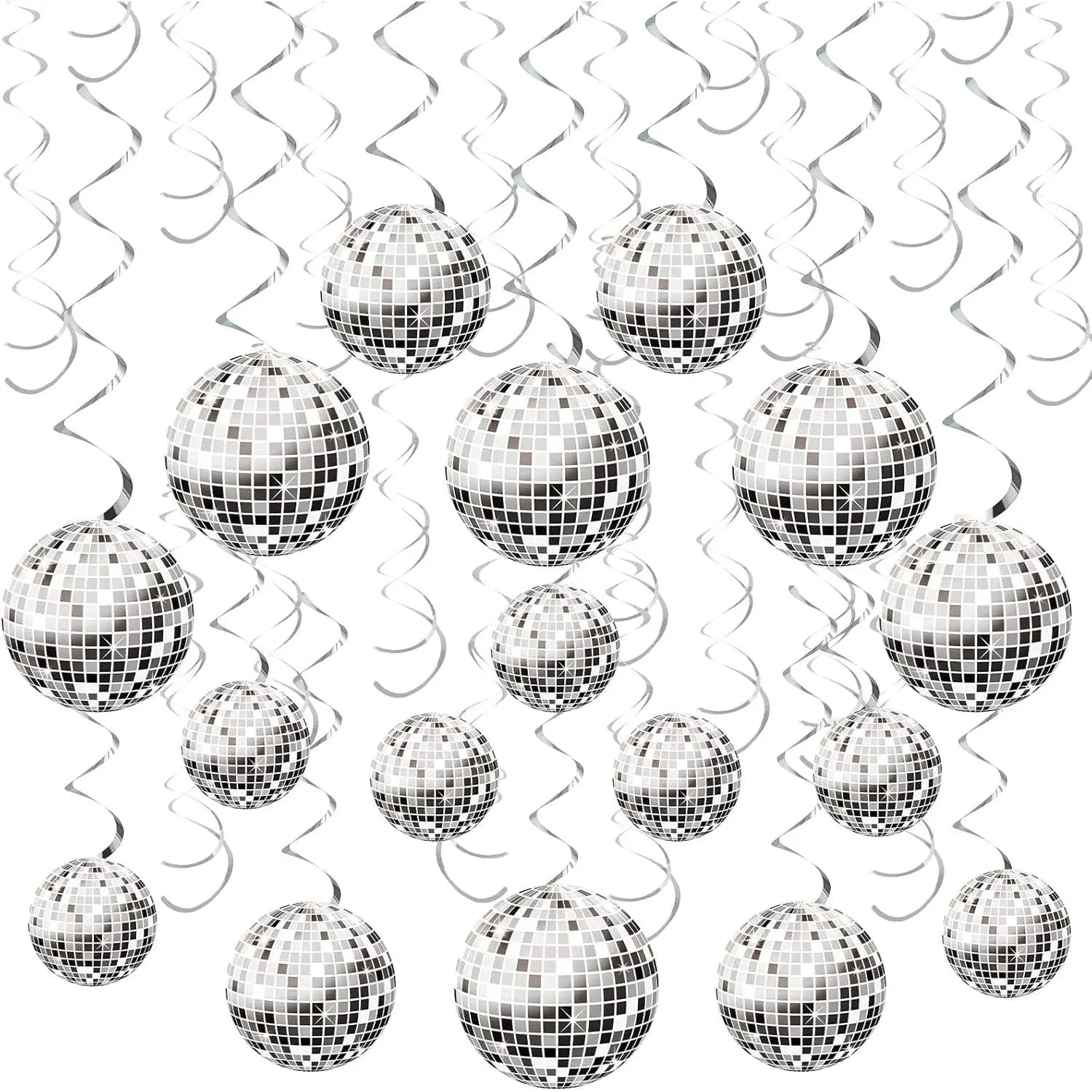 60Pieces Disco Party Decorations 70s Disco Ball Hanging Swirls Disco Party Banner Streamers Hanging Decorations for Retro Disco Garland Party 1970s Birthday Party Hippie Cutouts Favors Supplies