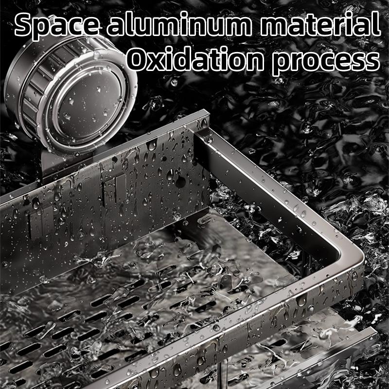 High-quality rust-proof carbon steel bathroom storage rack, kitchen shelf, no-drill shower rack, suction towel rack for toilet and washbasin, wall storage for bathroom