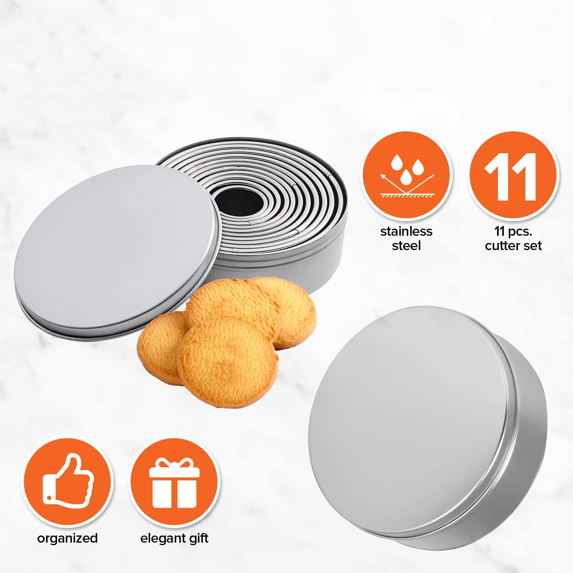 11pcs, Cake Mold Rings, Stainless Steel Mousse Cake Ring, Round Cookie Cutters, Donut Doughnut Pancake Molds, Baking Tools for Mini Cake, Kitchen Gadgets, Kitchen Accessories, Home Kitchen Items Gift Package