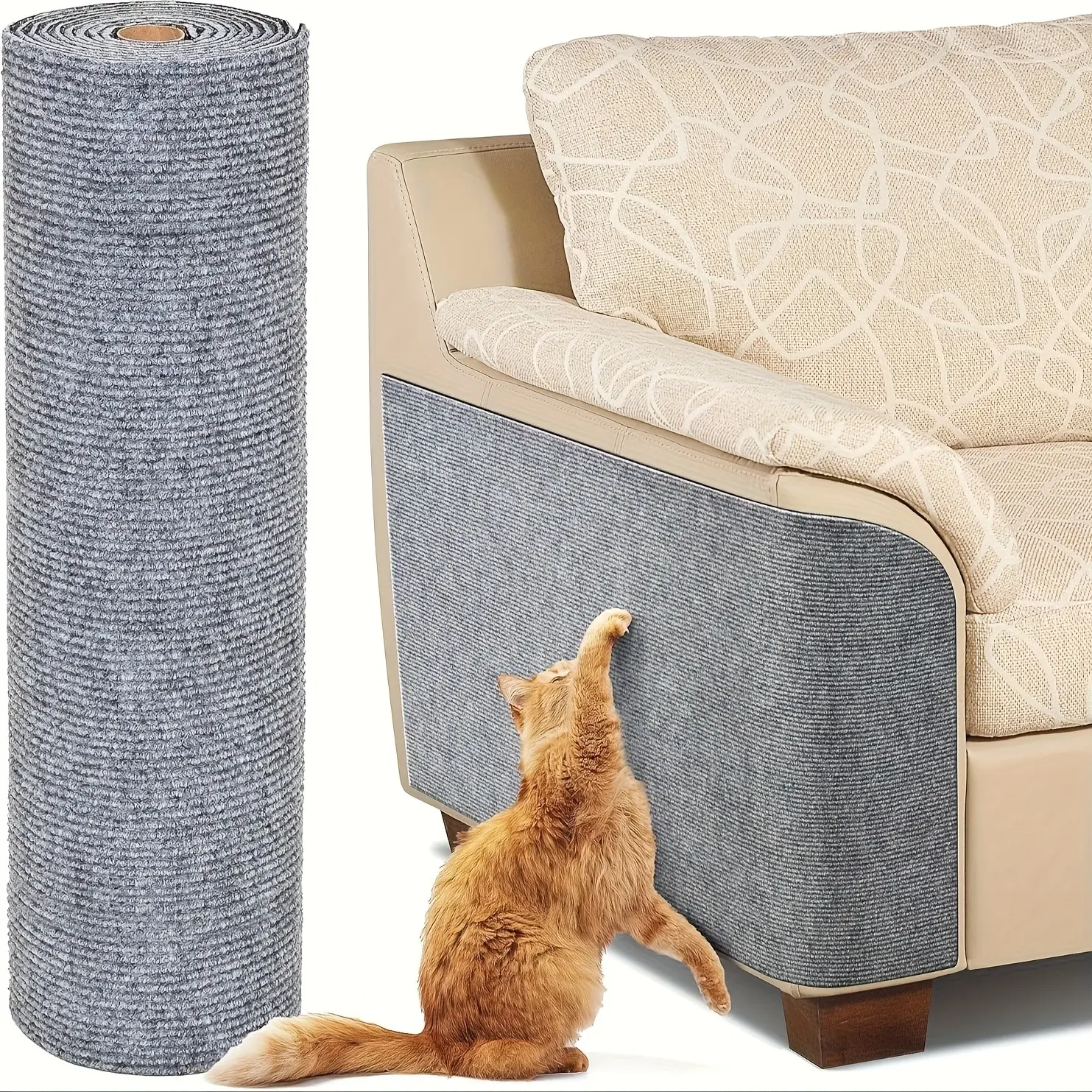 Self-Adhesive Cat Scratching Board, Thick Polyester Felt, Cuttable and Patchable, Ideal for Sofa, Door, Wall Corners, Indoor Cat Scratch Pad