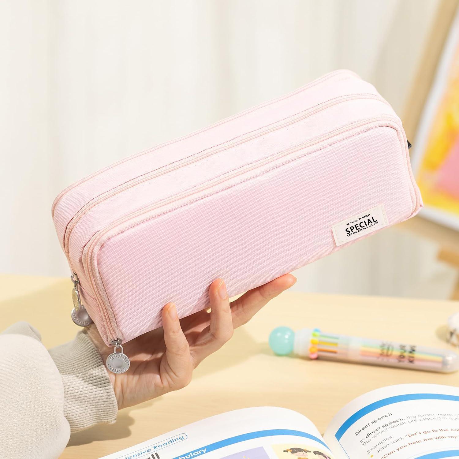 Aesthetic Pencil Pouch, Large Capacity 3-Compartment Canvas Organizer for Teens, College School Supplies, Back to School Shopping, Back To School Haul, Bag Accessories