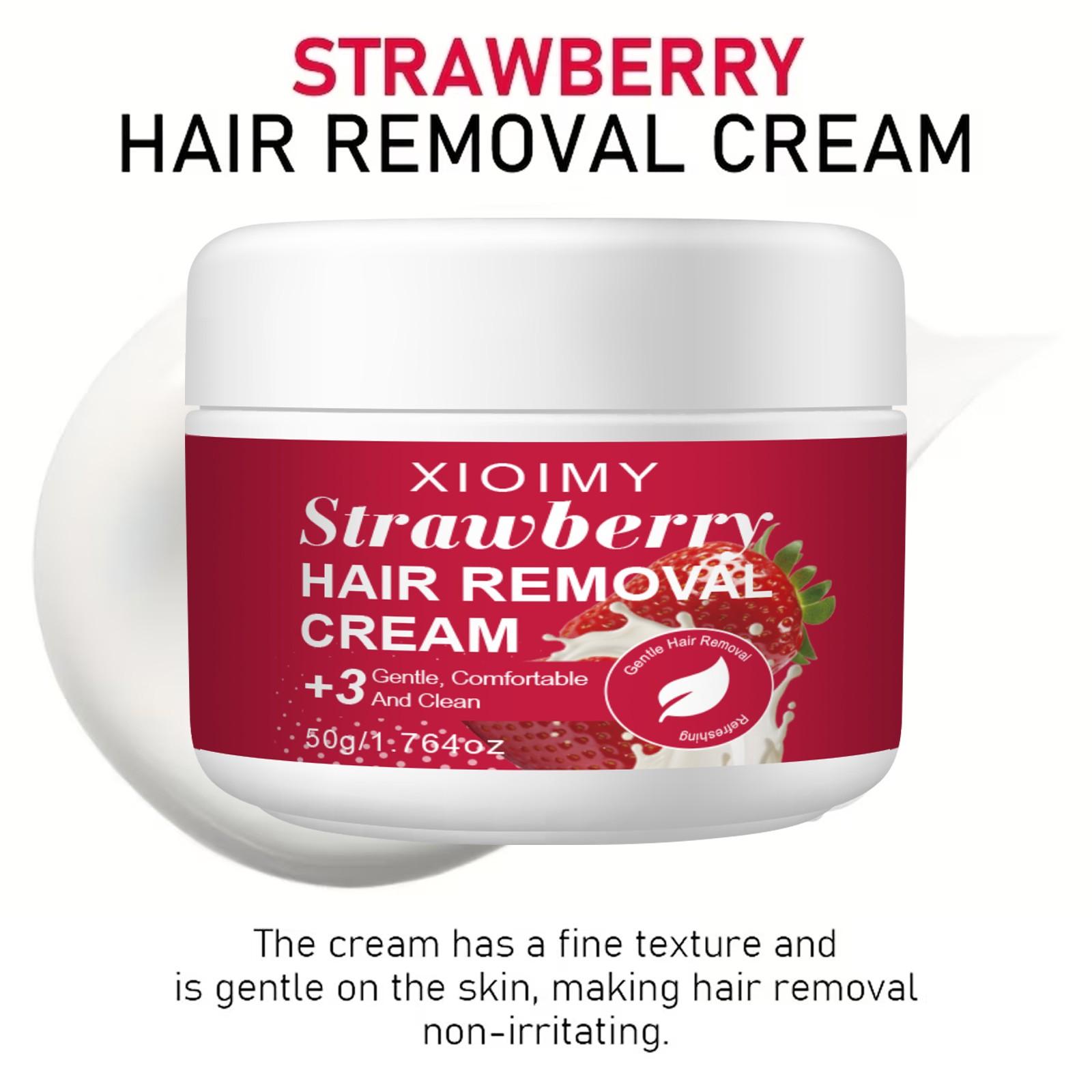 Strawberry Fast-Acting Hair Removal Cream, Gentle Formula with No Irritation, Pain-Free Complete Hair Removal for Chest, Legs and Arms