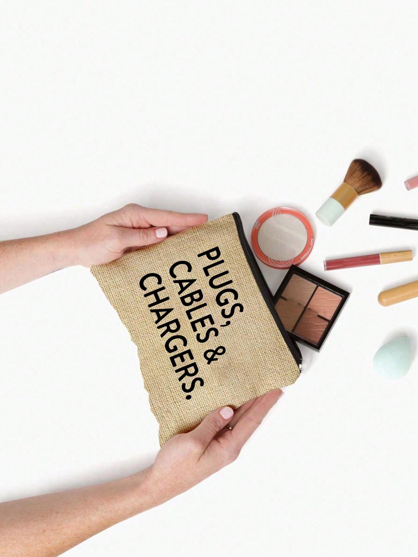 Canvas Charger and Data Cable Organizer Bag, Makeup Bag, Non-Waterproof, Formaldehyde-Free, Fun Multi-Functional USB Storage Pack