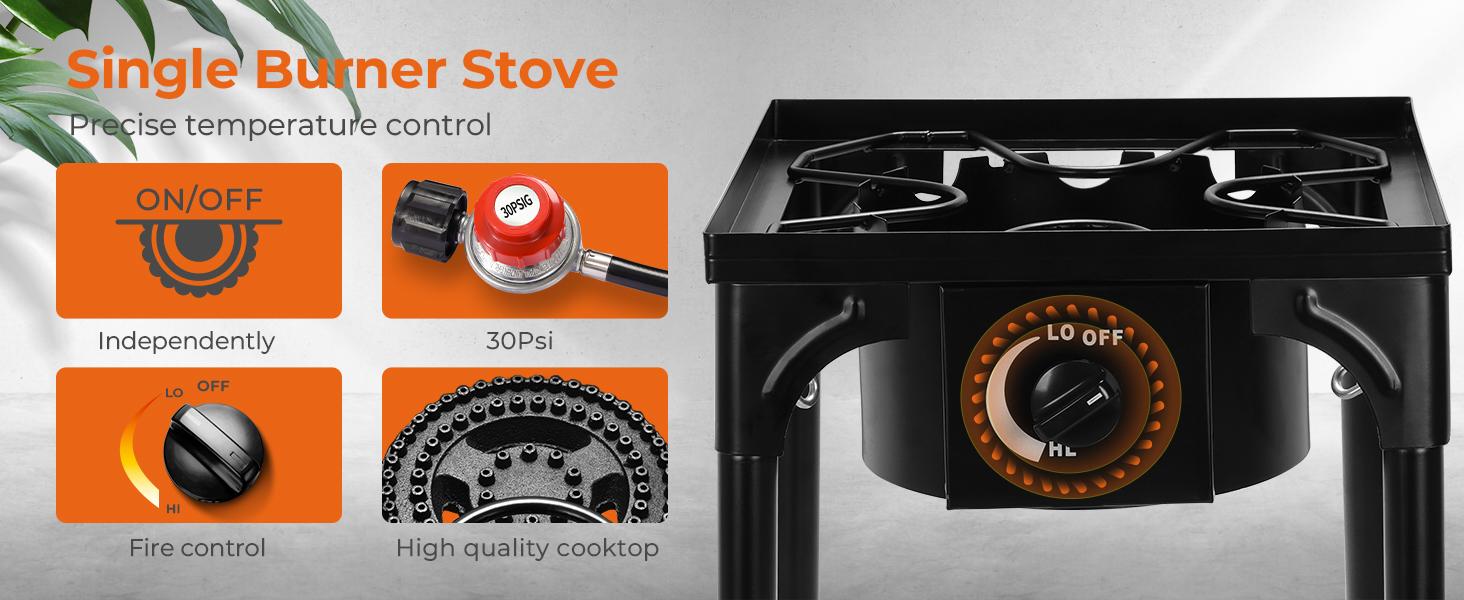 GEEKHOM 3 Burner Outdoor Propane Gas Stove 225,000 BTU High Pressure Stand Cooker for Backyard Cooking Camping Home Brewing Canning Turkey Frying, 20 PSI Regulator