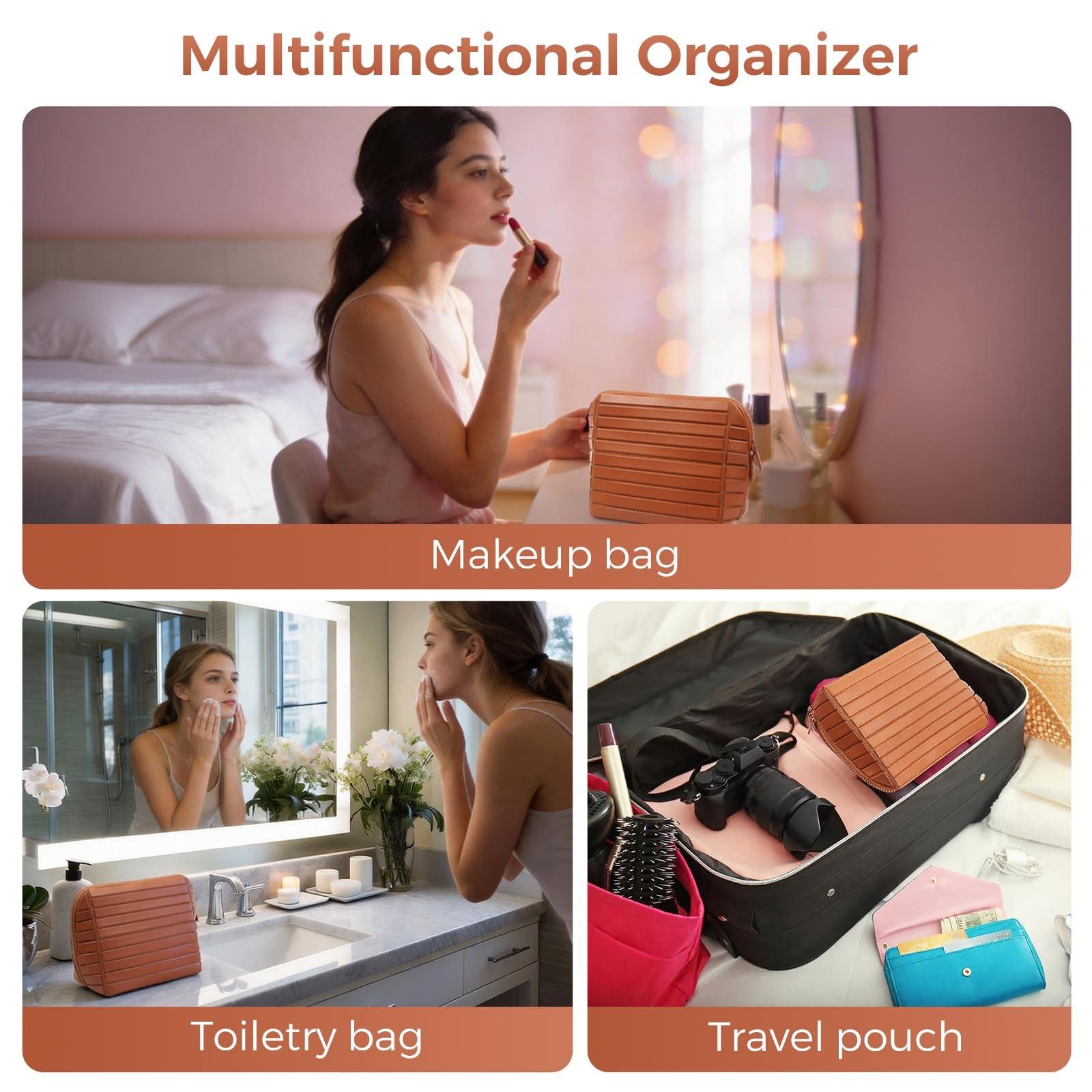 New Large Capacity Makeup Bag, Portable Skincare Cosmetic Organizer, Travel Toiletry Bag, Divided Storage, Ideal for Outdoors