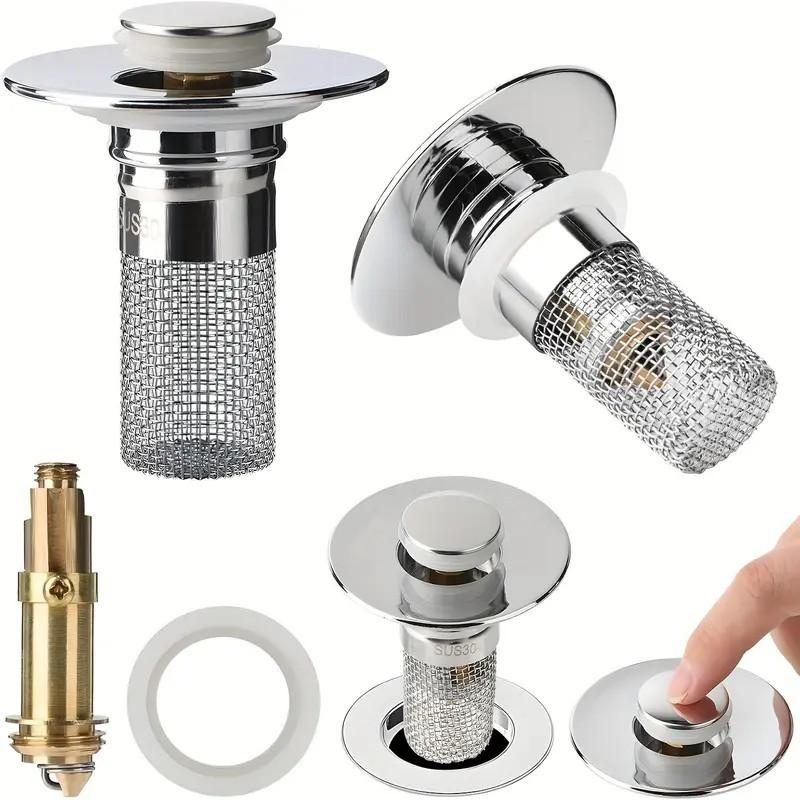 Universal Bathroom Sink Stopper, Pop-Up Drain Filter, Anti-Clog, Insect-Proof, Soap Dispenser Mesh, Essential Kitchen Accessory