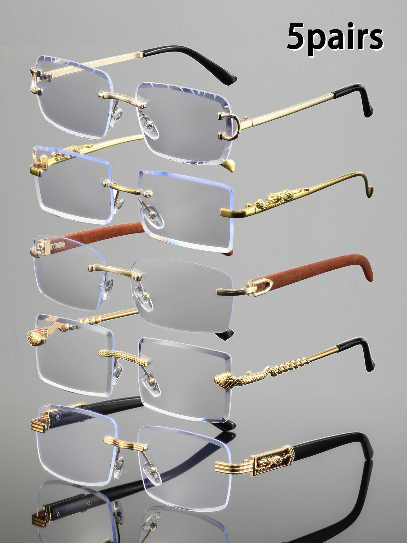 Men's Rimless Square Metal Glasses, Elegant Retro Design, High-End Lightweight Luxury Eyewear, Casual Fashion Accessory for Everyday Use