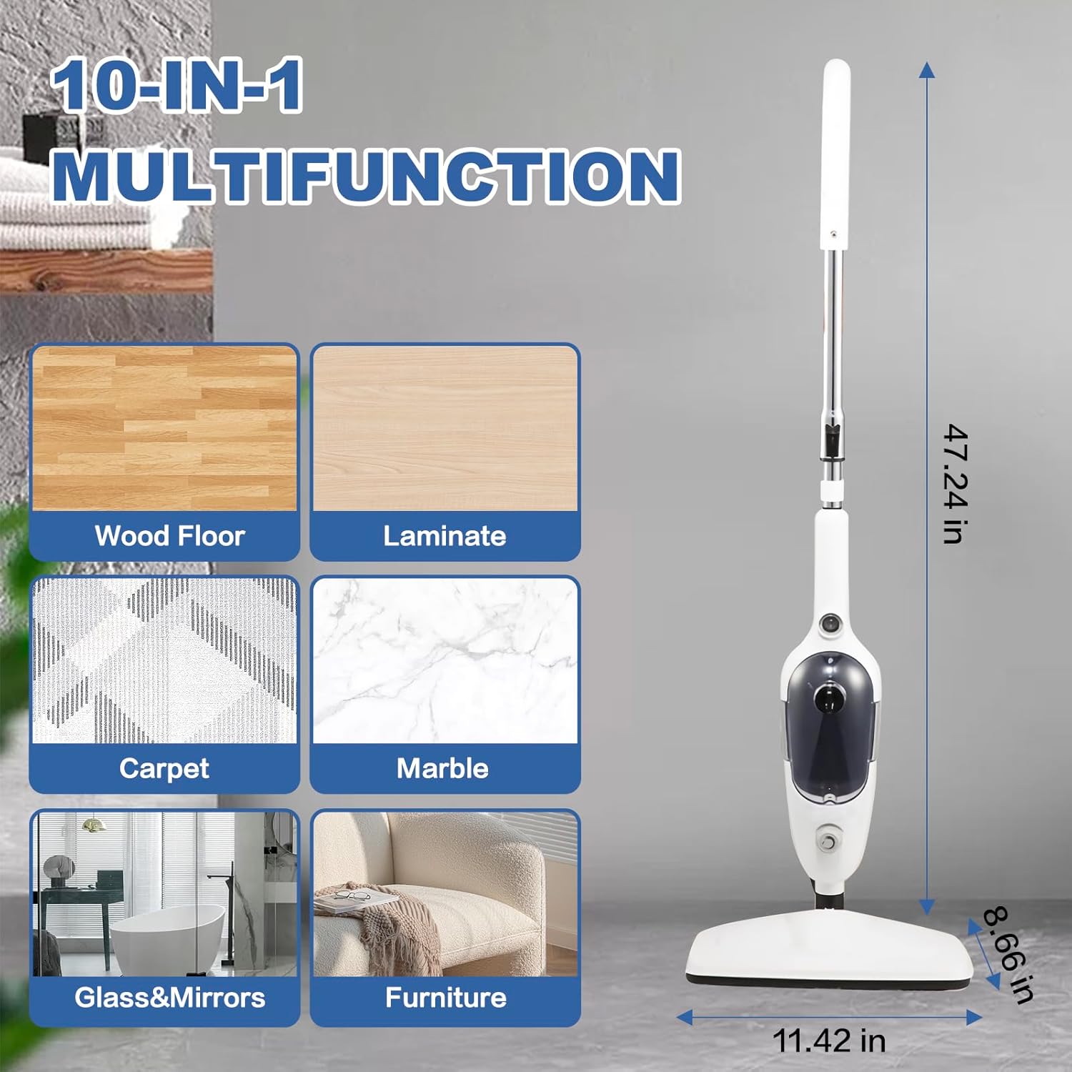 Steam Mop Cleaner 10-in-1 with Convenient Detachable Handheld Unit, Laminate/Hardwood/Tiles/Carpet Kitchen - Garment - Clothes - Friendly Steamer Whole House Multipurpose Use Steam Mop Cleaner 10-in-1 with Convenient Detachable Handheld Unit, Laminate/Hardwood/Tiles/Carpet Kitchen - Garment - Clothes - Friendly Steamer Whole House Multipurpose Use