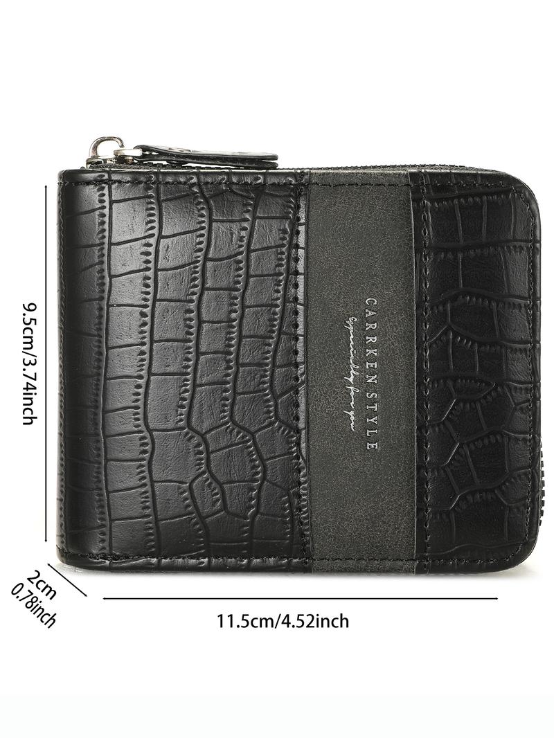 Men's Vintage Zipper Short Wallet, Casual Multi Card Slot Card Holder, Fashionable Wallet for Daily Use, Trifold Card Holder
