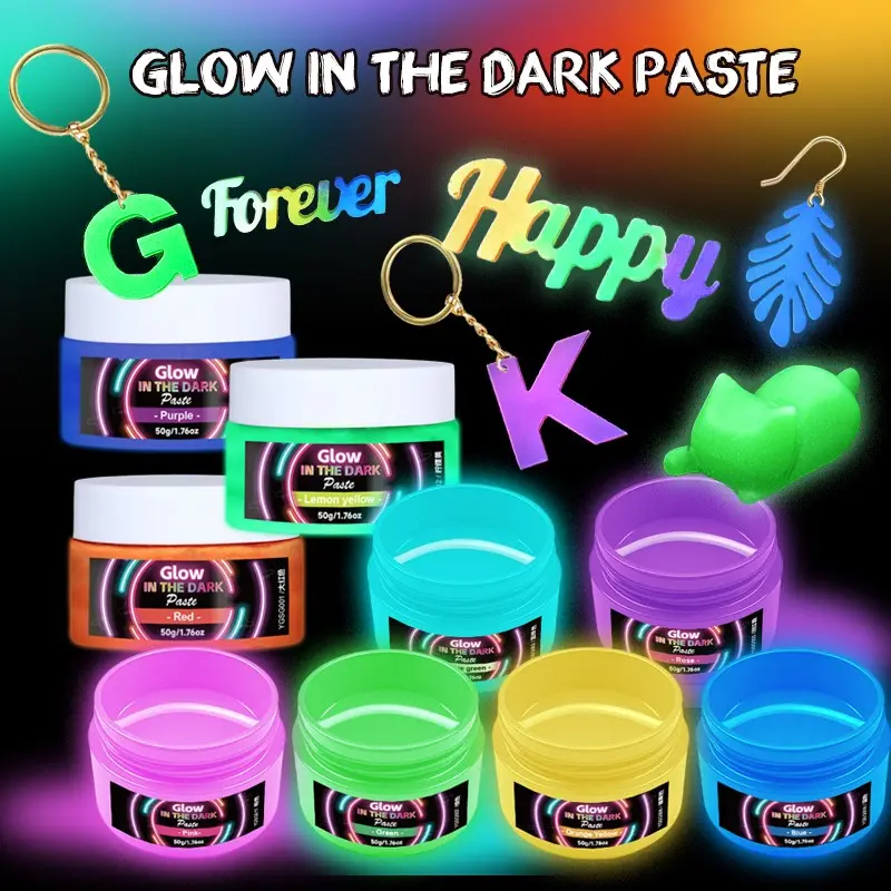 1.76oz Long-Lasting Glow-In-The-Dark Epoxy Resin Paste, Featuring Durable Luminescent Pigments That Shine in Darkness, Ideal for DIY Projects, Halloween, Easter, And Christmas Decorations, As Well As Party Crafts And Crystal Resin Applications.