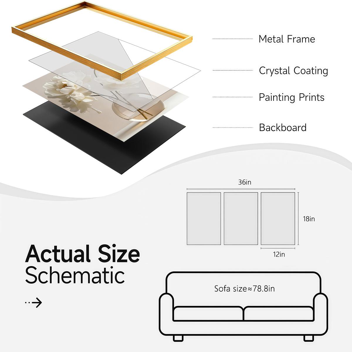 3 Counts Aluminum Alloy Framed Painting, Elegant White Liquid Floral Art Pictures, Home Decoration For Living Room, Bedroom, Office, Restaurant, Hallway Wall Decor, Odorless Print Artwork, Luxury Perfect Gift For Friends And Family