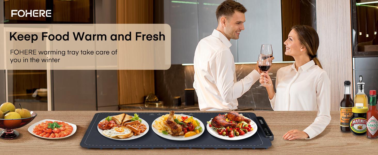 FOHERE Warming Mat for Food Full Surface Heating with 3 Modes, Thawing for Parties Buffets Gatherings Holidays Daily Use, Versatile, Rollable and Portable