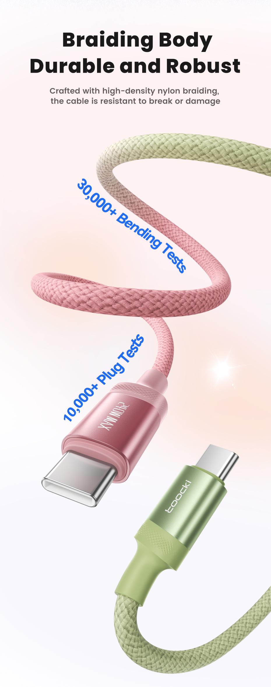 Toocki 240W Colorful Gradient Type C to Type C Cable PD 3.1 QC4.0 Ultra-High Power USB C Cable For Xiaomi Samsung iPhone 17 16 15 MacBook Laptop Fast Charging Data Cord