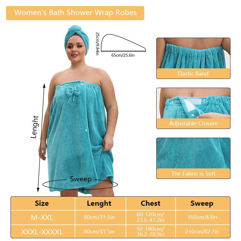 Plus Size Bath Skirt & Shower Cap Set, 2 Counts/set Adjustable Bath Skirt & Shower Cap, Thickened Cute Bath Skirt, Ideal for Home Use, Travel, Sauna, and Spa, Womenswear