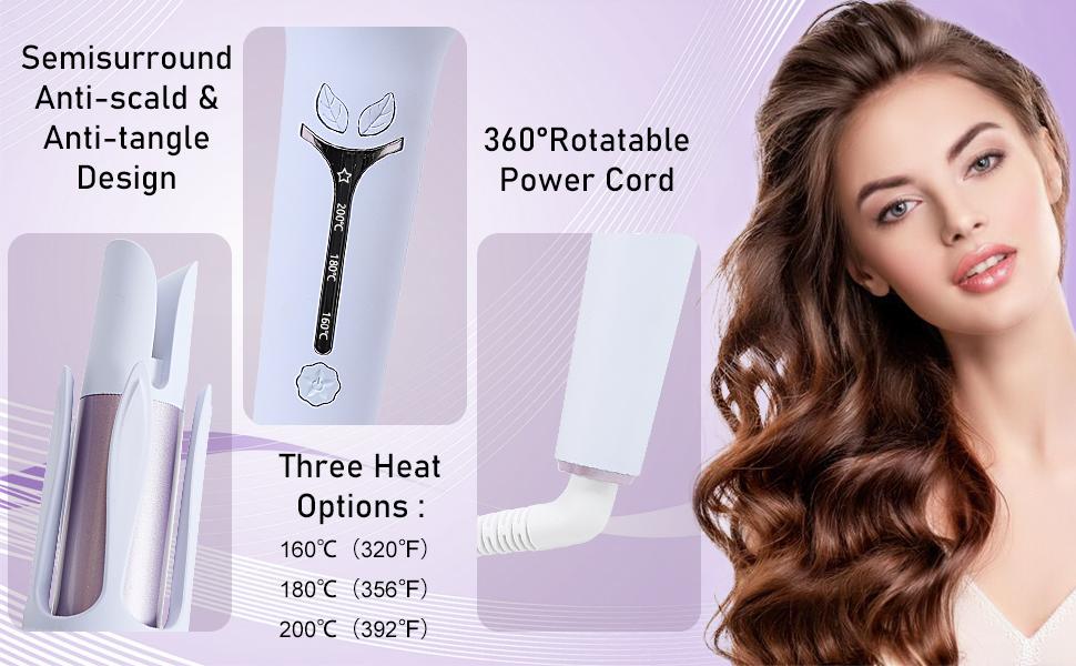 Automatic Curling Iron, Hair Curler Automatic Rotating, 1.25Inch Auto Rotating Curling Iron with 3 Temp& LCD Display,Ceramic Hair Curler Fast Heating Up Anti-Stuck Auto Shut-Off Dual Voltage