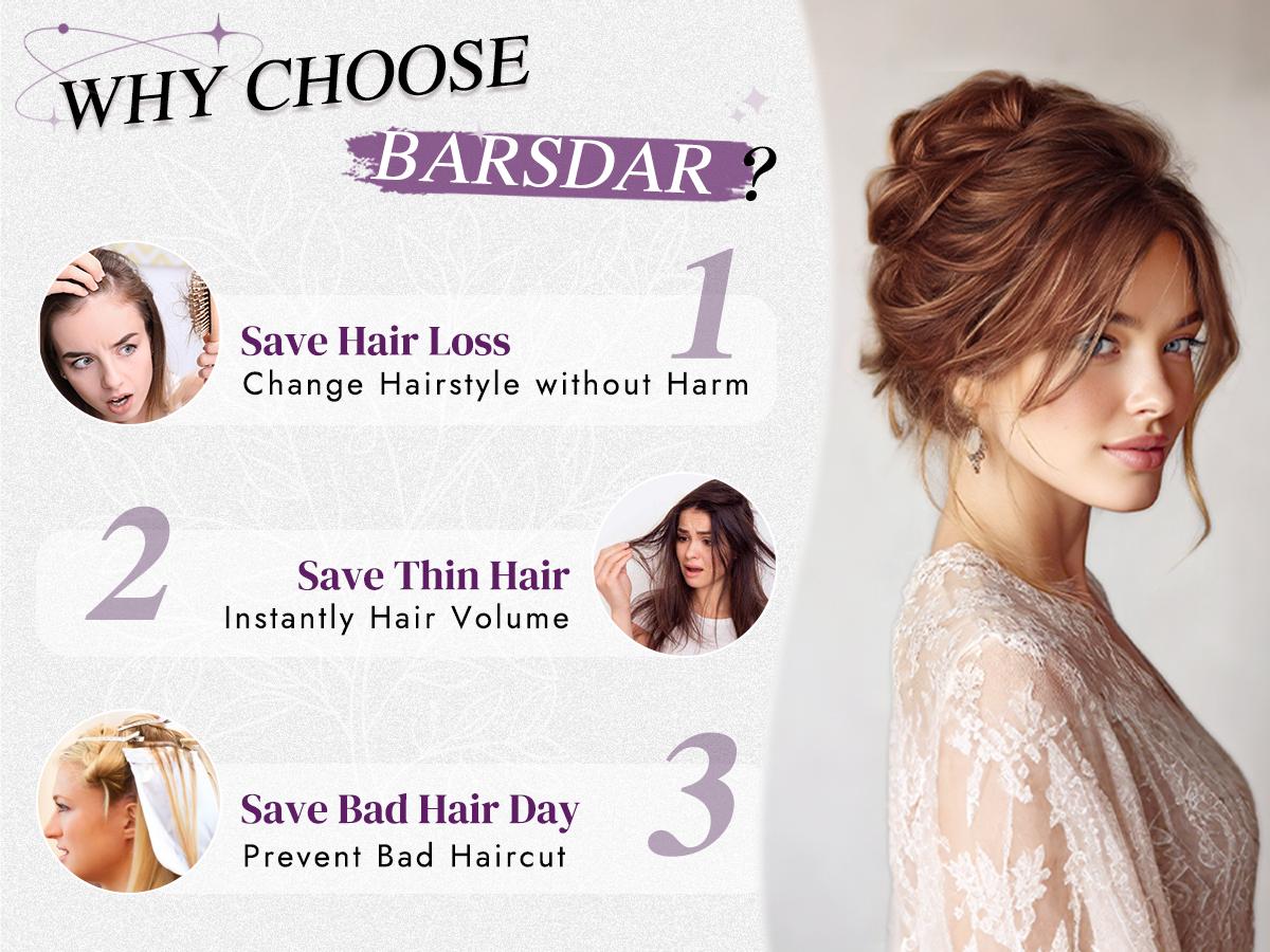 BARSDAR 2 PCS Messy Bun Hair Pieces - Elastic Brown Gray Messy Hair Bun Scrunchies Extensions for Women - Synthetic Thick Fluffy Updo Chignons Salt and Pepper Hairpieces Daily