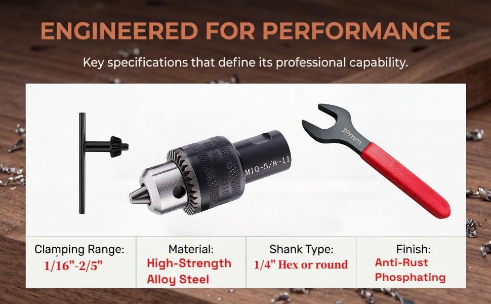 5/8"-11 Angle to Adapter Kit| 1/16"-2/5" 1.5-10mm| Keyed Chuck & Arbor Converter for Woodworking//DIY,Angle to Straight kit
