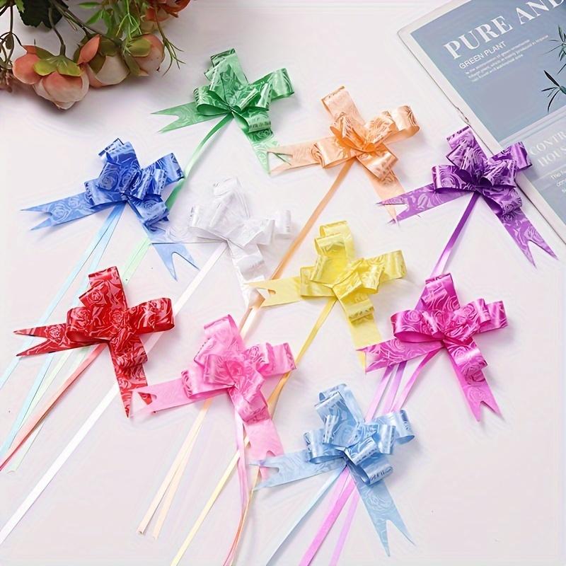 20pcs Rose Print Pull Bows 10 Colors 5.5Inch Large Pull Bows Ribbon Perfect for Gift Box And Bag Wrapping, Basket Decoration, Christmas Tree Decor, Weddings, Birthdays And Party