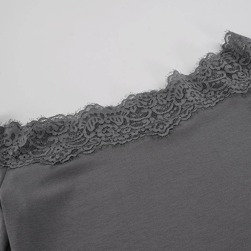 Lace Panel off Shoulder Flare Sleeve T-Shirt, Y2K Backless Sexy Crop Top for Spring & Summer, Vintage Elegant Casual Women's Fashion