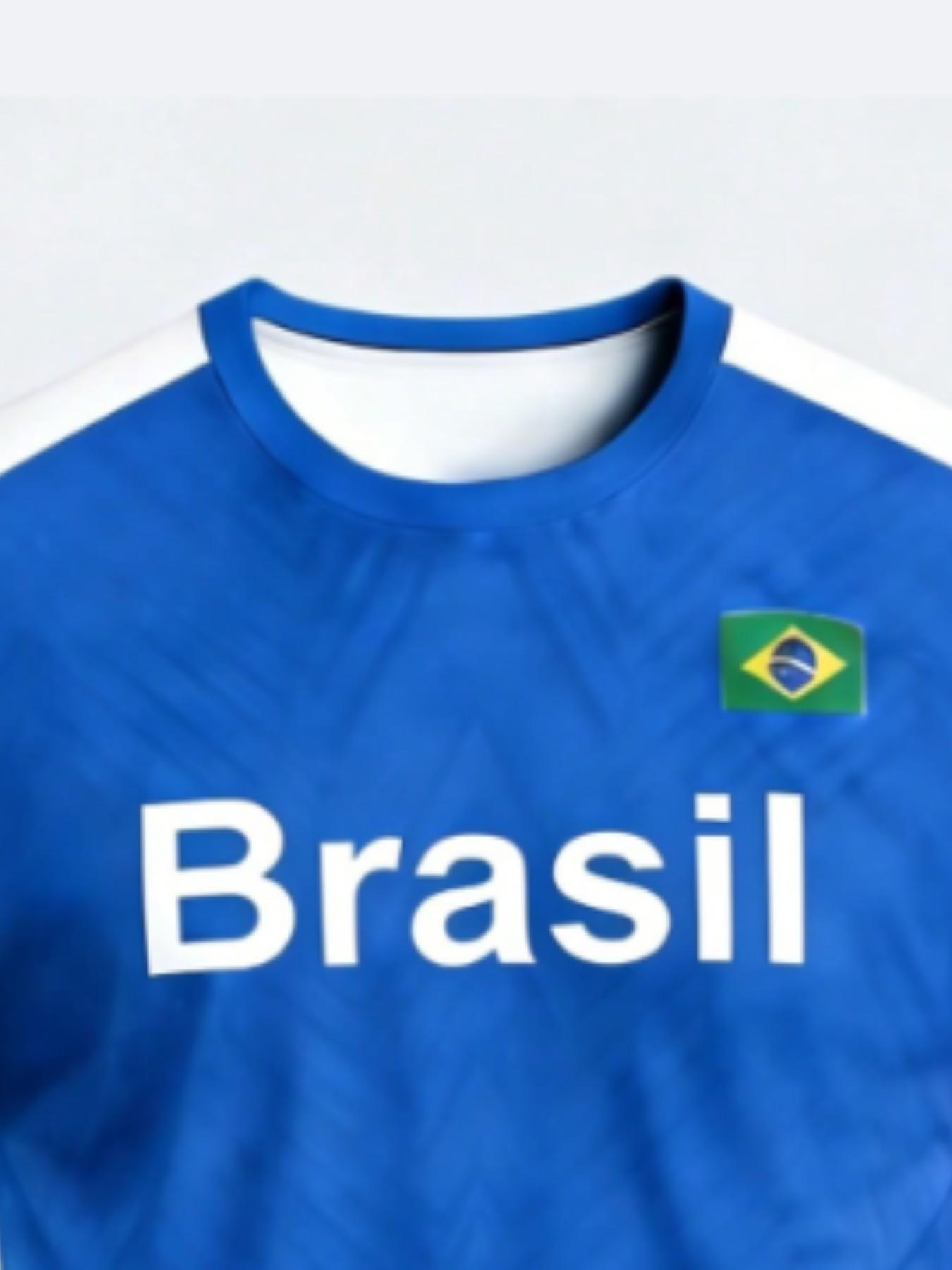 Brazilian Style Men's Soccer Jersey, Round Neck, Breathable, Ideal for Sports, Football Matches, Training, Casual Wear