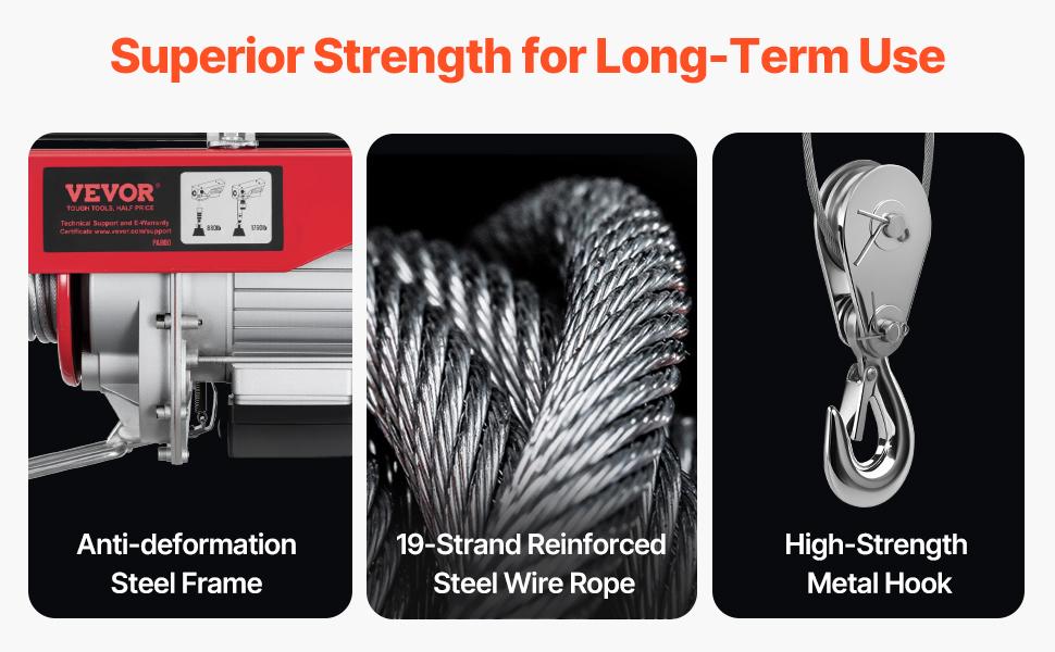 VEVOR Electric Hoist, 1760 lbs 120V Electric Winch with 328 ft Wireless Remote Control, 40 ft Single Cable Lifting Height, Single/Double Slings, Emergency Stop, Lift Hoist for Garage Warehouse Factory