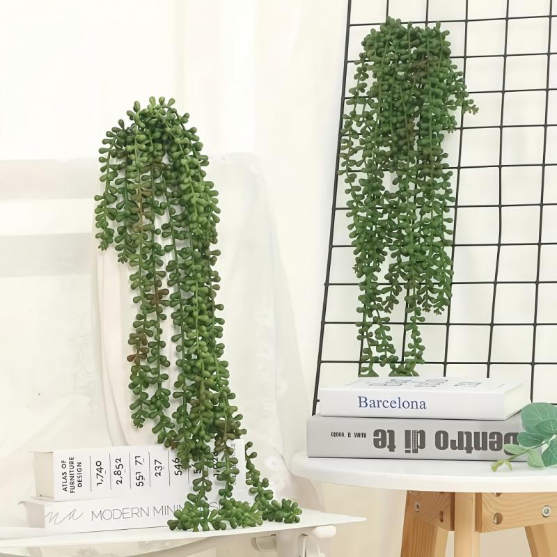 4/6 Pack 25.6 Inch Faux String of Pearls, Realistic Green Hanging Plant, Love Tears Succulent for Indoor Home Decor, Wedding, Holiday & Year-Round Decoration