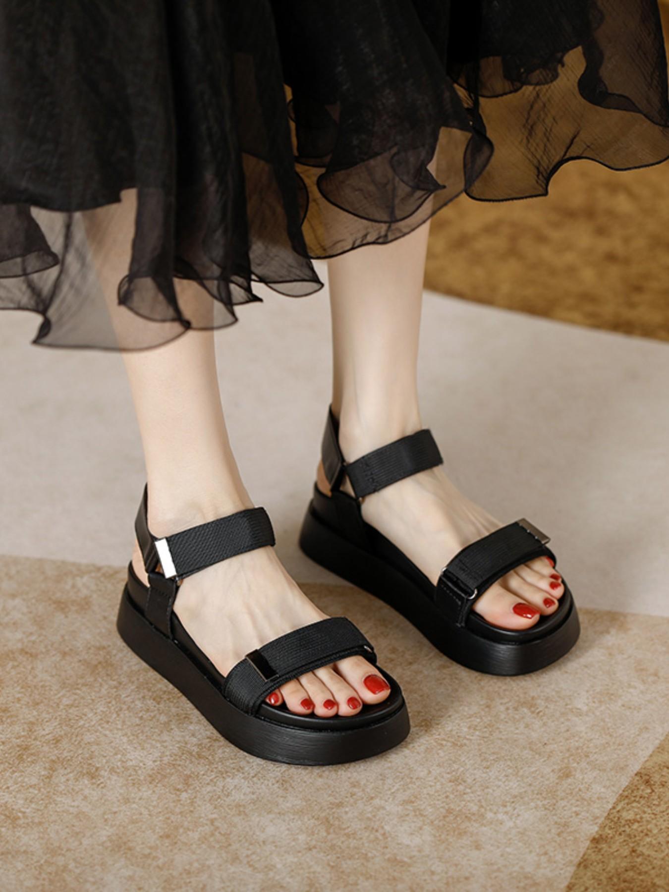 Summer Bestseller Ultra Soft High-End Fashion Sandals, Easy Slip-On Wedge Heel Velcro Sandals for Women, Stylish and Comfortable