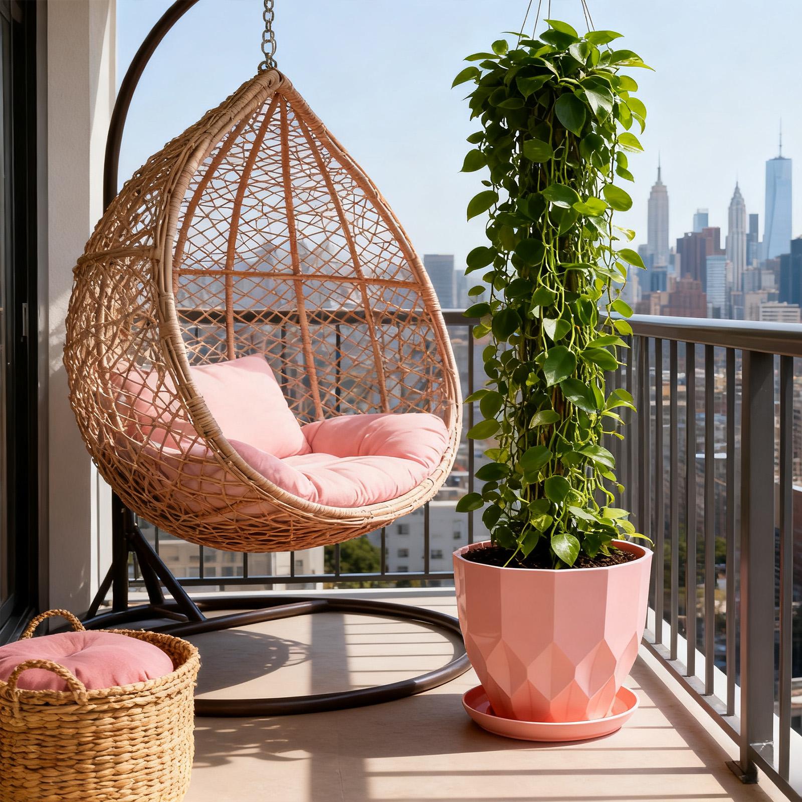 Plant Pots 8.2/7.0/5.8/4.3 Inch Self Watering Pots, Set of 4 Plastic Planters with Drainage Holes and Saucers,Plastic Flower Pots,Nursery Planting Pot for Indoor Out Door Plants